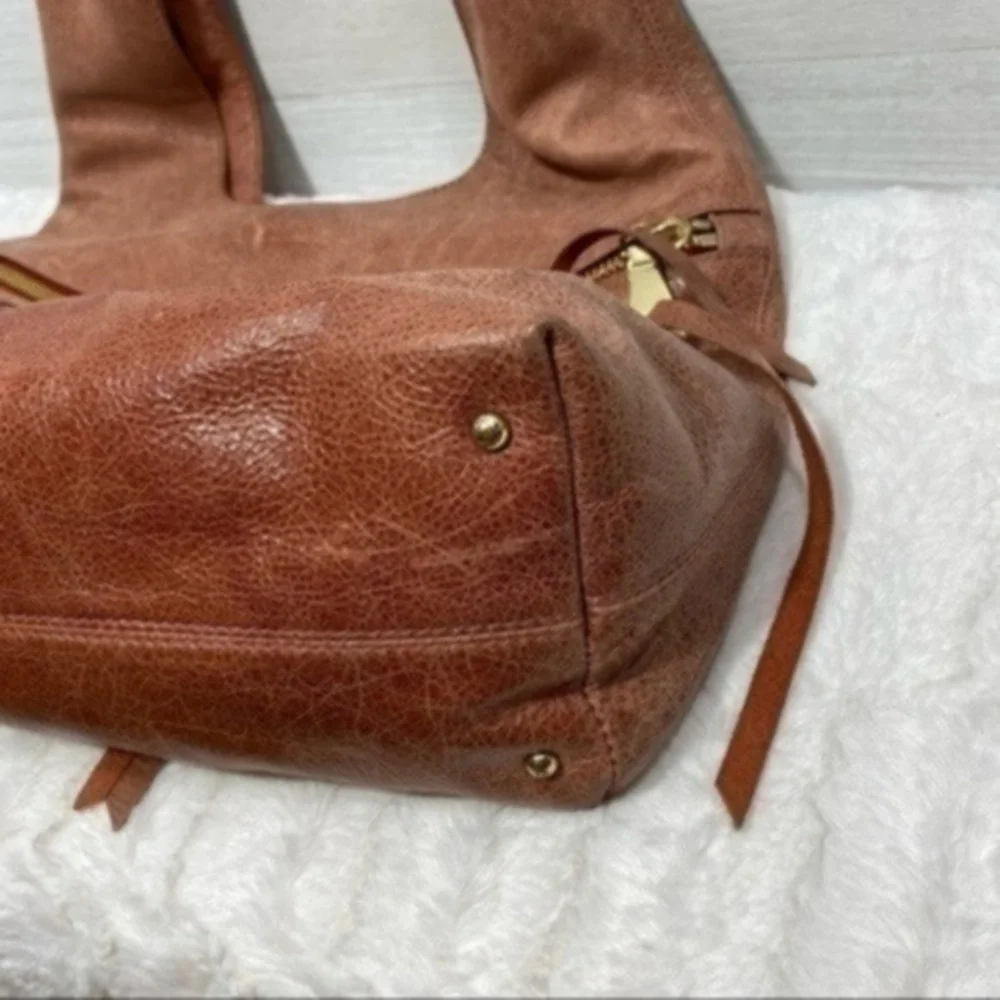Aimee Kestenberg Slouchy Distressed Pink Leather Hobo Bag
